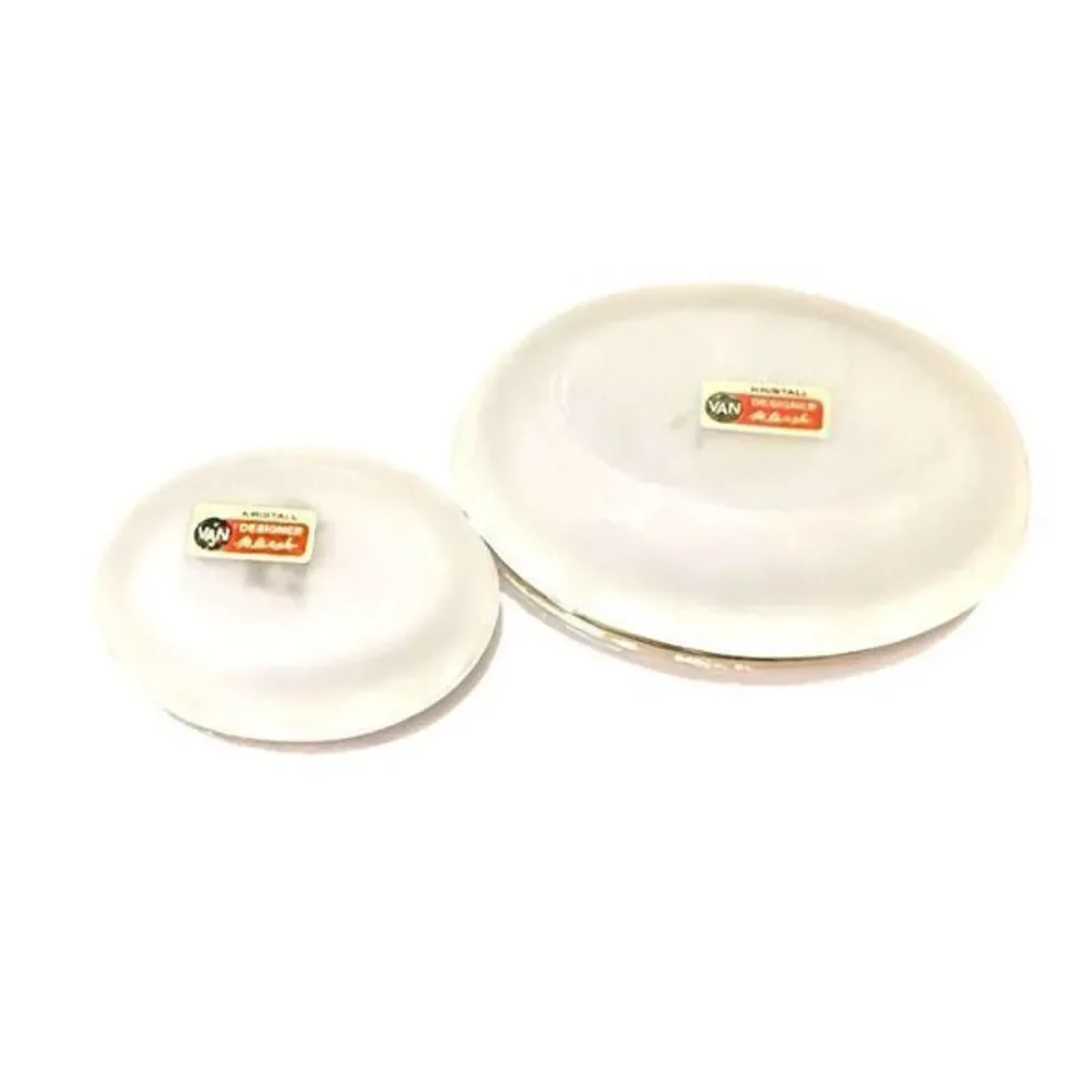 Cherry Blossom Trinket Box Set Satin‎ Glass Gold Tone Trim Hinged Top Vintage